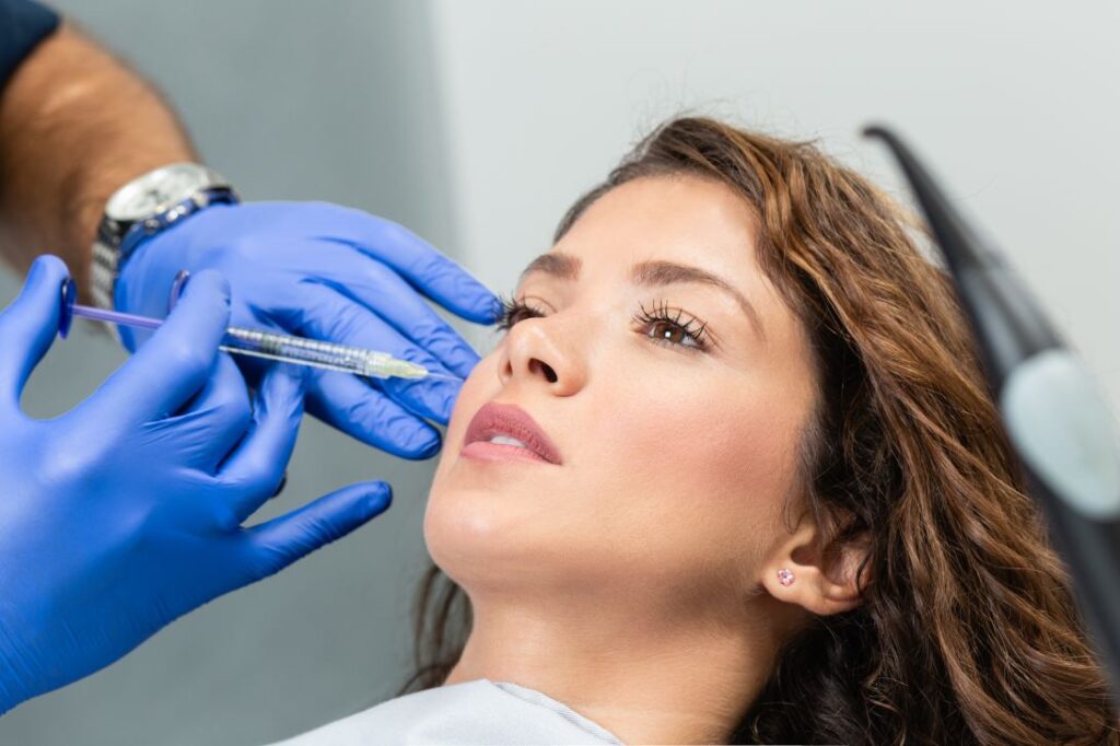 A woman getting a BOTOX injection